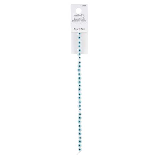12 Pack: White Evil Eye Glass Round Beads, 6mm by Bead Landing™